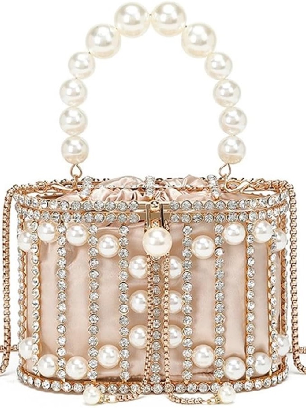 NEW Sparkling Bling Swarovski Crystal Pearl Clutch Purse Bag: Pink Champagne - Picture 7 of 10